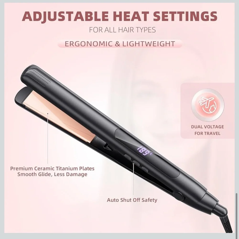 Hair straightener Flat Iron 1 inch titanium ceramic ionic hair straighteners